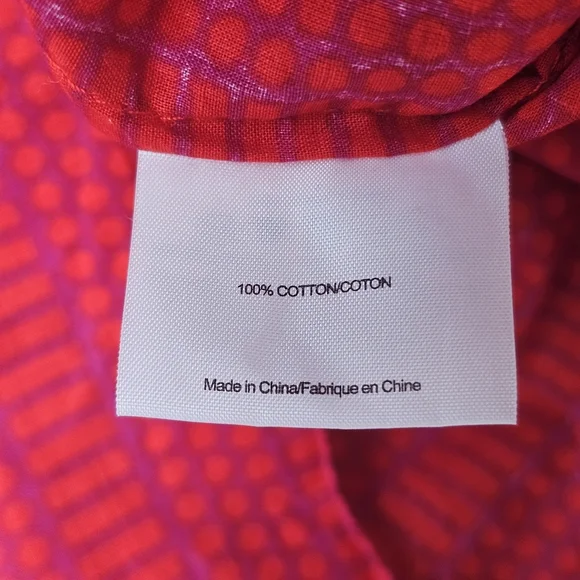 Tory Burch Semi sheer Sleeveless Red And Purple Patterned Blouse, Size Large - Picture 11 of 14